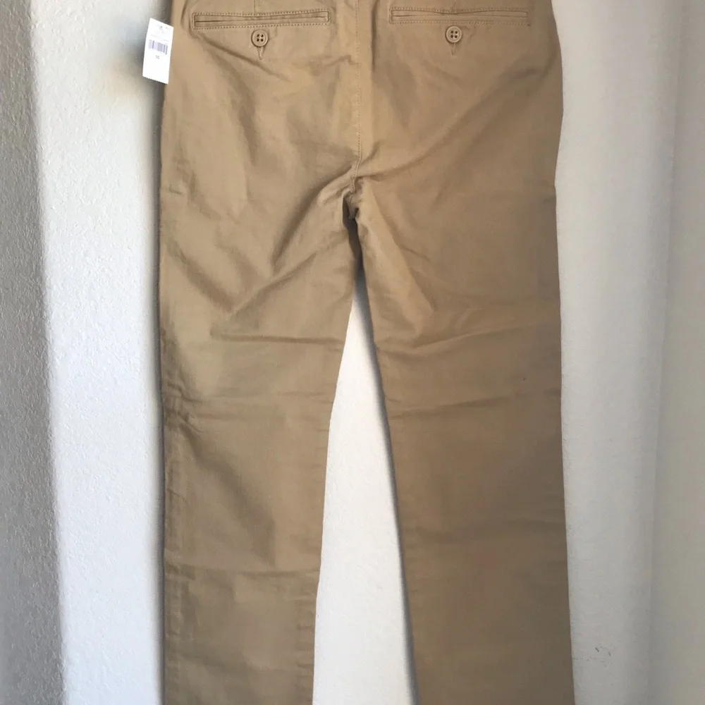 GAP Kids Uniform Chino Pants Khaki size 10 Unisex Design Button Cinch Adj. Waist